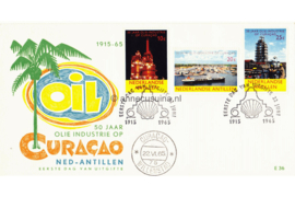Nederlandse Antillen NVPH E36a (Uitgave met palmboom en OIL) Onbeschreven 1e Dag-enveloppe Olie-industrie op Curaçao 1965