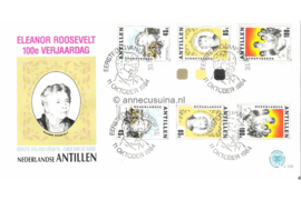 Nederlandse Antillen (Postdienst) NVPH E170 (E170POb) Onbeschreven 1e Dag-enveloppe BRUGPAREN 100e geboortedag Eleanor Roosevelt 1984