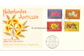 Nederlandse Antillen NVPH E31b Onbeschreven 1e Dag-enveloppe Kinderpostzegels. Bloemen 1964