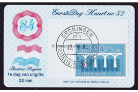 Nederland Huisman EDK52 (NVPH 1307) Eerstedagkaart Europa, 25 jaar CEPT 1984