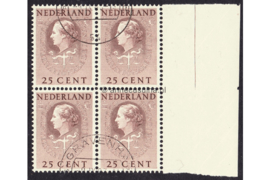Nederland NVPH D38 Gestempeld (Met velrand Rechts) (25 cent) (Blokje van vier) COUR INTERNATIONALE DE JUSTICE 1951-1958