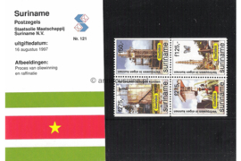 Republiek Suriname Zonnebloem Presentatiemapje PTT nr 121 (blokje van 4) Postfris Postzegelmapje De officiële ingebruikname van de Staatsolie Raffinaderij 1997