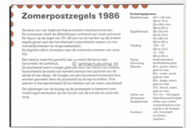 Nederland NVPH M36 (PZM36) Postfris Postzegelmapje Zomerzegels 1986