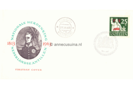 Nederlandse Antillen NVPH E28e (Uitgave met ovaal portret Willem I) Onbeschreven 1e Dag-enveloppe 150 jaar Onafhankelijkheid Nederland 1963