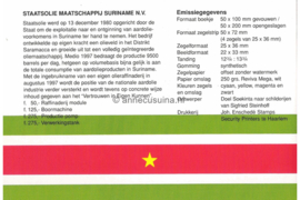 Republiek Suriname Zonnebloem Presentatiemapje PTT nr 121 (blokje van 4) Postfris Postzegelmapje De officiële ingebruikname van de Staatsolie Raffinaderij 1997