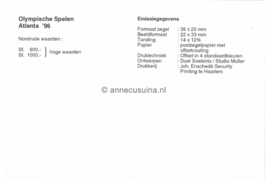 Republiek Suriname Zonnebloem Presentatiemapje PTT nr 108A en 108B Postfris Postzegelmapje Olympische Centennial Zomerspelen in Atlanta met afbeeldingen van diverse sporten 1996