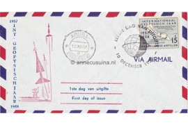 Nederlandse Antillen NVPH E5c (Uitgave met raketten en radarstation) Onbeschreven 1e Dag-enveloppe Internationaal Geofysisch Jaar 1957