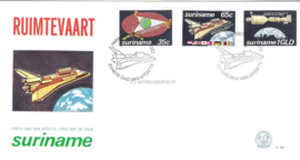 Republiek Suriname Zonnebloem E57 Onbeschreven 1e Dag-enveloppe Ruimtevaart 1982