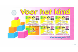 Nederlandse Antillen NVPH E249a Onbeschreven 1e Dag-enveloppe Blok (Voor het kind) Kinderzegels 1993