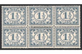 Suriname NVPH 71 Postfris (1 1/2 cent) (Blokje van zes) Cijfer 1913-1931