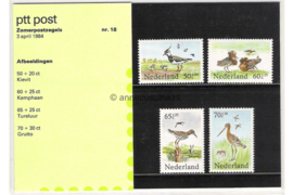 Nederland NVPH M18 (PZM18) Postfris Postzegelmapje Zomerzegels, Weidevogels 1984