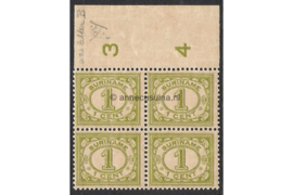 NVPH 70 Postfris FOTOLEVERING (1 cent) (Blokje van vier) Cijfer 1913-1931