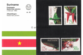 Republiek Suriname Zonnebloem Presentatiemapje PTT nr 81 Postfris Postzegelmapje Medicinale planten in Suriname 1993