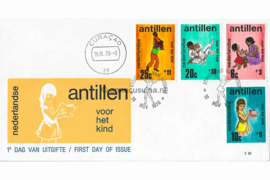 Nederlandse Antillen (Windroos) NVPH E62 (E62Wb/Uitgave zonder logo) Onbeschreven 1e Dag-enveloppe Kinderpostzegels 1970