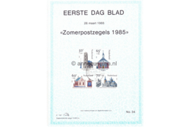 Nederland Huisman EDB34 (NVPH 1324-1327) Eerstedagblad Zomerzegels, kerken 1985
