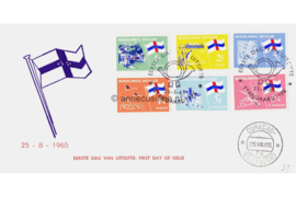 Nederlandse Antillen NVPH E37e (Uitgave met vlag stok schuin) Onbeschreven 1e Dag-enveloppe  Eilanden, Standaardserie 1965