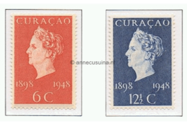 Curaçao NVPH 196-197 Postfris 50 jarig regeringsjubileum Koningin Wilhelmina. Gezamenlijke uitgave met Nederland en Suriname 1948