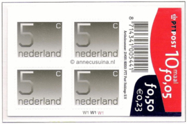 Nederland NVPH V1108b Postfris Velletje met  10 zegels van 5 cent, Cijfer Crouwel 5 cent zelfklevend 2001