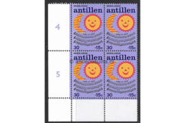 Nederlandse Antillen NVPH 499 Postfris (30+15 cent) (Blokje van vier) HOEKSTUK Kinderzegels, kinderliedjes 1974