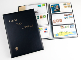 DAVO Luxe FDC albums (Groot) met inhoud en cassette; "First Day Covers"
