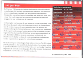 Nederland NVPH M217 (PZM217) Postfris Postzegelmapje Blok 200 jaar Nationaal Postbedrijf 1999