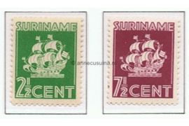 Suriname NVPH 195-196 Postfris Scheepje Indische druk 1941
