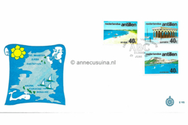 Nederlandse Antillen (Windroos) NVPH E95 (E95Wc/Uitgave Windroos logo naast E95) Onbeschreven 1e Dag-enveloppe Bevordering toerisme 1976
