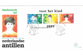 Nederlandse Antillen (Postdienst) NVPH E196a (E196APO) Onbeschreven 1e Dag-enveloppe Blok Kinderzegels 1987