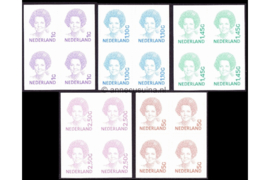 Nederland NVPH 1491b-1501b Postfris (Blokjes van vier) Zelfklevende zegels, Koningin Beatrix (Inversie), Nieuwe uitvoering van de zegels 1981-1990 1991-2001