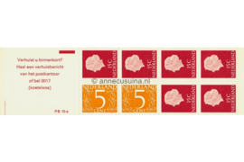 SPECIALITEIT! Nederland NVPH PB 10aF Postfris 9 1/2 mm Snijlijn Postzegelboekje 2 x 5ct cijfer v. Krimpen + 6 x 15ct Juliana 1971