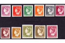 Curaçao NVPH 141-143/145-152 Ongetande proeven Ongebruikt Koningin Wilhelmina (Konijnenburg) 1941-1942