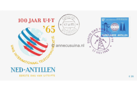 Nederlandse Antillen NVPH E35a (Uitgave met globe rode en blauwe pijlen) Onbeschreven 1e Dag-enveloppe 100 jaar U.I.T. 1965