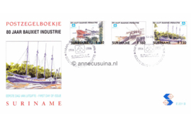 Republiek Suriname Zonnebloem E201 A en B Onbeschreven 1e Dag-enveloppe 80 jaar Suralco Bauxiet Industrie op 2 enveloppen 1996