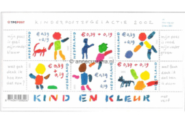Nederland NVPH 2114 Gestempeld Blok met 6 zegels van 0,39 + 0,19 euro meerkleurig Kinderzegels 2002