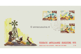 Nederlandse Antillen NVPH E94aa (Uitgave met Jeugdzorg grote letters) Onbeschreven 1e Dag-enveloppe Kinderpostzegels 1975