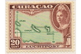 Curaçao NVPH LP28 Gestempeld (20 cent) Koningin Wilhelmina met verschillende voorstellingen 1942