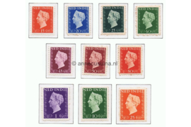 Nederlands Indië NVPH 337-346 Postfris Koningin Wilhelmina (Hartz) 1948