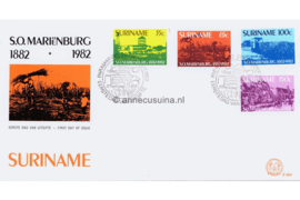 Republiek Suriname Zonnebloem E64 Onbeschreven 1e Dag-enveloppe 100-jarig bestaan Suikeronderneming Marienburg 1982