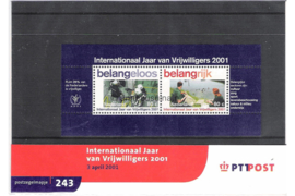 Nederland NVPH M243 (PZM243) Postfris Postzegelmapje Blok Vrijwilligerswerk 2001