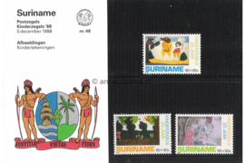 Republiek Suriname Zonnebloem Presentatiemapje PTT nr 48 Postfris Postzegelmapje Kinderzegels met toeslag ten bate van het kind 1988