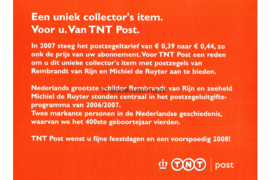 Nederland NVPH 2420-B-1 Postfris (in origineel mapje) Geschenk velletjes (Persoonlijke Postzegels) Velletje TNT Collect Club Rembrandt en Michiel de Ruyter 2007