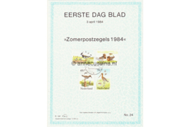 Nederland Huisman EDB24 (NVPH 1301-1304) Eerstedagblad Zomerzegels, Weidevogels 1984