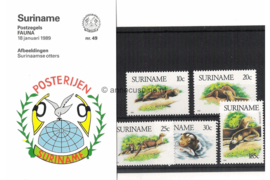 Republiek Suriname Zonnebloem Presentatiemapje PTT nr 49 Postfris Postzegelmapje Surinaamse otters 1989