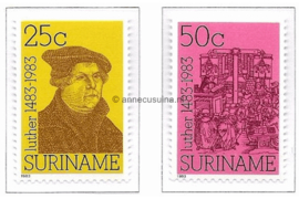 Republiek Suriname Zonnebloem 380-381 Postfris De 500-ste geboortedag van Maarten Luther 1983