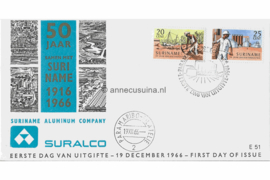 Suriname NVPH E51ba (Uitgave met vignet zwarte letters) Onbeschreven 1e Dag-enveloppe 50 jaar Bauxietindustrie 1966