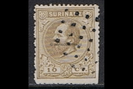 Suriname NVPH 6A Gestempeld FOTOLEVERING (10 cent) Koning Willem III Lijntanding 14 kl.g. 1870-1872
