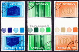 Nederlandse Antillen NVPH 573a-575a Gestempeld FOTOLEVERING Keerdrukken 150 jaar Bank van de Nederlandse Antillen 1978