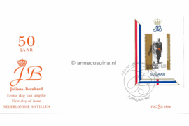 Nederlandse Antillen (SE-serie) NVPH E190 (E190AS met nr. E185A) Onbeschreven 1e Dag-enveloppe 50 jarig huwelijk Juliana en Bernhard. Blok. 1987
