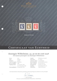 Nederland NVPH 487-489 Postfris GECERTIFICEERD FOTOLEVERING Koningin Wilhelmina Hartz Hoge Waarden 1948