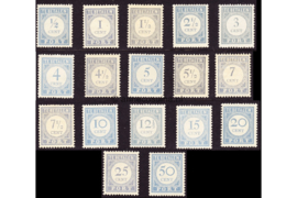 Nederland NVPH P44-P60 Gestempeld Cijfer en waarde in blauw 1912-1920